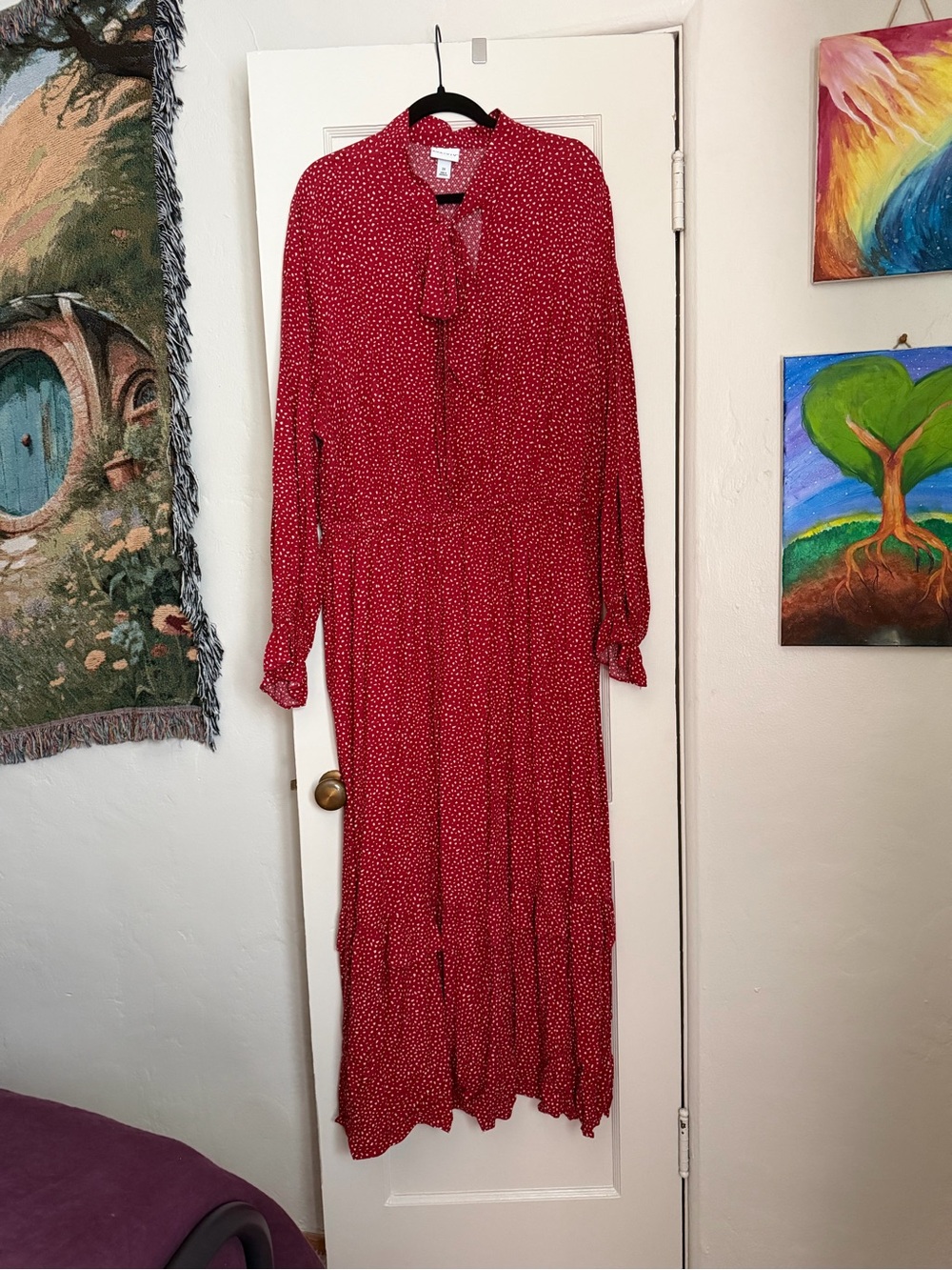 Ava & Viv Red polka dot tiered maxi dress with bow